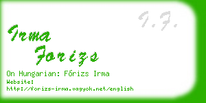 irma forizs business card